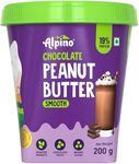 ALPINO Chocolate Peanut Butter Smooth 200 G - Roasted Peanuts, Chocolate Paste, Brown Sugar & Sea Salt - 24g Protein, Gluten Free – Plant Based Peanut Butter Creamy