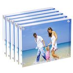 5x7 Acrylic Photo Frame, Magnetic Picture Frames, 10 + 10MM Thickness Stand in Desk Table, Clear (5 Pack)