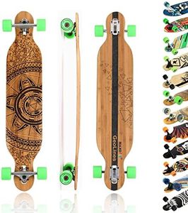 MAXOfit® Deluxe Longboard GeoLines Bambou/érable No. 40, Drop Through, 107cm, ABEC11