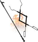 FEED GARDEN 32 Inch Fireplace Poker and 26 Inch Fireplace Tongs Set for Fire Pit Fireplace Tools Accessories Log Grabber Set for Camping Wood Stove Patio Campfire Picnic Indoor and Outdoor