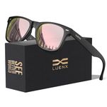 LUENX Polarized Sunglasses for Men Women UV400 Protection Mirrored Pink Lens Matte Black Square Frame 54MM B08CY69TKP