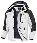 JHMORP Men's Winter Snow Skiing Jacket Coat Warm Fleece Lined Outdoor Hiking Mountain Snowboard Jacket (White,CA L)