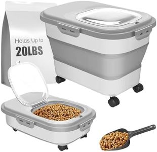 CHIEFAWAY 20L Collapsible Dog Food Container With Casters and Scoop, Food Storage Container Make Dry Food Fresh, Airtight Pet Dog Cat Dry Food Storage Bin Dispenser, Easy to Move