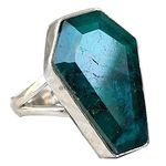 Emerald Genuine Gemstone Coffin Ring, Natural 925 Sterling Silver, Statement Rings, Promise Metaphysical Ethnic Bridesmaid Gifts, Couples, Best Friend Gifts Ring (US Ring size 9)