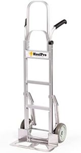 HaulPro Dual Handle Heavy Duty Hand Truck - Lightweight Aluminum 2 wheel Stair Climbing Dolly Cart-500 Pound Capacity-8" Puncture Resistant Rubber Wheels - 54" H x 18.5" W with 17.5 x 9 Nose Plate