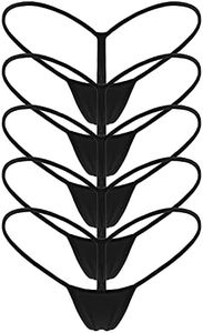 Mbotnee Women's G-Strings Micro Thongs Tiny Panties Underwear, 5-packs Black, Large