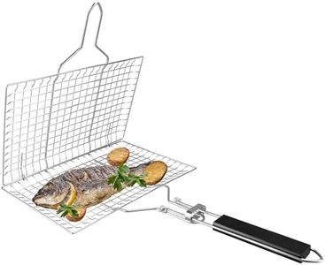 Grill Basket, Folding Grilling Basket, Stainless Steel Grill Basket, for Fish, Shrimp, Vegetables(1pcs Small Grill Basket)