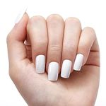 NAILWIND 24 Natural French Short False Nails Acrylic Full Cover Nails,Natural Fake Nails Delicate & Comfortable for Women and Girls (N01, 24 Count -Pack of 1)