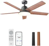 Dreo Ceiling Fans with Lights, 52 Inch, 6 Speeds, 5 Color Tones Dimmable LED, Quiet Reversible DC Motor, Remote, 8H Timer, Black Ceiling Fan for Bedroom, Living Room, Easy to Install