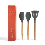 CUMIN CO. Silicone Spatula Set of 3 | Non Toxic Heat Resistant Spatula for Cooking and Baking | BPA Free, SGS Certified | Upto 230°C | Cookware Friendly |
