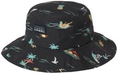 O'NEILL Men's Bushmaster Hat - Wide Brim Bucket Hats for Men - Comfortable Fishing Hat or Beach Hat with Drawcord, Black | Wetlands Print, One size