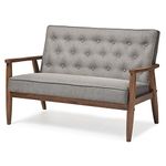 Baxton Studio Sorrento Mid-Century Retro Modern Fabric Upholstered Wooden 2-Seater Loveseat, Grey