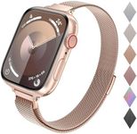 Compatible with Apple Watch Band 38mm 40mm 41mm 42mm 44mm 45mm 49mm, Stainless Steel Slim & Thin Milanese Magnetic Clasp Strap Women and Men Replacement Band for iWatch Series SE 9 8 7 6 5 4 3 2 1