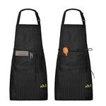 Viedouce 2 Packs Apron Cooking Kitchen Waterproof,Adjustable Chef Apron with Pockets for Home,Restaurant,Craft,Garden,BBQ,School,Cafe,Apron for Men Women (Stripe Black)