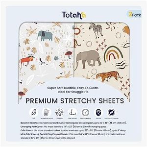 TotAha Premium Stretchy Jungle Animal Changing Pad Covers, Hypoallergenic Changing Table Cover, Silky Comfort, Buttery Soft, Calming Effect, All-Season Jersey-Knit 5'' Deep Pocket