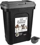 ASAB Pet Food Storage Box Large 30L/15kg Plastic Food Storage Container With Integrated Food Scoop and Flip Top Locking System Birds Pet Dog Cat Animal Dry Feed Seed Storage Bin Box (Grey - Large)