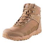 FREE SOLDIER Men's Waterproof Tactical Boots Breathable Military Army Boots Durable Combat Work Shoes Lightweight Hiking Walking Boots(Wolf brown-waterproof,8UK)