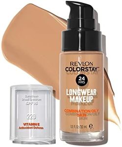 Revlon Liquid Foundation, ColorStay Face Makeup for Combination & Oily Skin, SPF 15, Medium-Full Coverage with Matte Finish, Natural Beige ((220), 1.0 oz