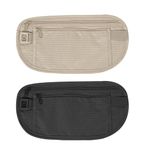 DODAMOUR 2 Pack Travel Money Belt Under Clothes, Slim Anti-Theft Waist Wallet & Passport Holder, Hidden Security Pouch for Men Women, Breathable Running Bag (Black, Khaki)