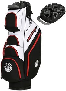Shopsource Golf Bag, 14 Way Top Golf Cart Bag with Full-Length Dividers, Cart Golf Bag for Men Women, Golf Club Bags with Ergonomic Padded Strap, Zippered Pockets, Rain Hood Black Red and White