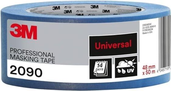 3M Ruban de Masquage Professionnel 2090, Multi-surfaces - 1 Rouleau, 48 mm x 50 m, Bleu - Universel, Résistant aux UV, Usage Intérieur et Extérieur