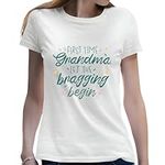 Awesome Grandma Gift Idea First Time Grandma Let Bragging Begin Design TShirt Men Women White Gray Multicolor T shirt