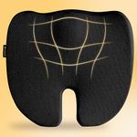 betterhood Posture Pro Coccyx Seat Cushion for Chair | Orthopedic, Ergonomic, Firm Memory Foam Pillow for Office Chair, Car Seat | Long Sitting Comfort for Tailbone, Back Pain Relief | Large (Black)