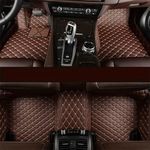 Custom car floor mats - 98.8% Compatible with Sedans, SUVs, and Sports Cars from 2000-2024 - Full Coverage, Gender-Neutral, Non-Slip Leather Floor Liners - All-Weather Protection - Ideal Car Floor Mats. (Dark brown)