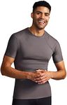 Tommie Copper Men's Pro-Grade Shoulder Support Shirt I UPF 50, Breathable, Short Sleeve Shirt, Upper Body & Posture Support Slate Grey