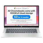 HP Chromebook 14" | Intel N100 Processor | 8 GB RAM | 128 GB Flash Storage | Intel UHD Graphics | FHD Display | Up to 12.25 Hours Battery | Chrome OS | Dual Speakers | Glacier Silver | 14a-nf0003sa