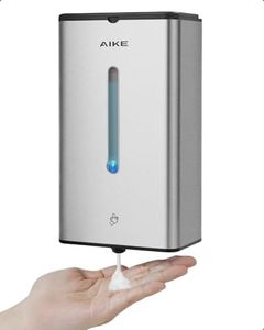 AIKE Wall Mount Automatic Foam Soap Dispenser 33.8 OZ Commercial Large Capacity for Bathrooms,Brushed Stainless Steel Finish Model AK1207FA
