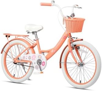 Glerc Maggie Grils Bike, 20 Inch Kids Bicycle for 7-13 Years Old Chlidren, Princess Styles Kids Bikes with Rack & Basket & Kickstand, Peach