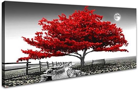 Wall Art for Living Room Red Tree Landscape Canvas Wall Decor 1 Pieces Modern Landscape Canvas Print Artwork Contemporary Nature Pictures Painting Giclee Prints Framed Ready to Hang 20" x 40"inch