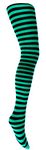 Mysasi Children's Striped Tights Size. 6-8 years. Black and Emerald Green.