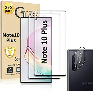 Micger Galaxy Note 10 Plus Screen Protector【2+2 Pack】 2 Pack Camera Lens Protector, Compatible Fingerprint, Easy Installation, 3D Glass 9H Hardness Tempered Glass Screen Protector for Samsung Galaxy Note 10+ Plus