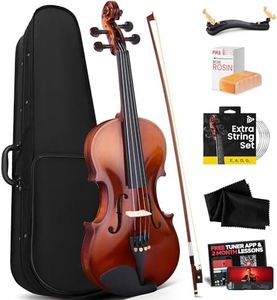 Pyle 1/2 Size Beginner Violin Starter Kit, Violin Starter Package with Travel Case & Bow, Extra Strings, Digital Tuner, Shoulder Rest & Cleaning Cloth for Students, Kids, Adults
