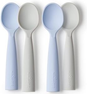 Miniware Silicone Baby Spoon for Training - BPA Free Baby Utensils - Baby Spoons Self Feeding 6 Months | 100% Food Grade Silicone - Modern & Dishwasher Safe Toddler Spoons (Grey and Lavender, 2 Pack)