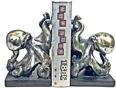 Bellaa 22999 Octopus Bookends Pirate Sailors Nautical Decorative Home Accents Cute Cool Bookshelf Support Book Ends Holder Stopper for Shelf Office Unique Vintage Antiques