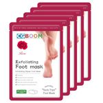 5 Pack Foot Peel Mask,Exfoliating Foot Socks Calluses Remover Dead Skin, Aloe Moisturizing Feet Peeling Mask for Dry Skin,Cracked Heels,Foot SPA Socks for Women and Men (Rose)