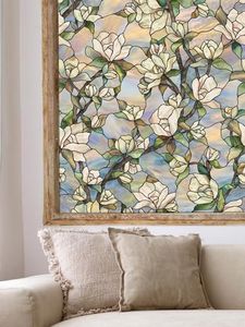 Artscape Star Magnolia | Window Privacy Film Stained Glass Pattern | Non-Adhesive & UV Protection | Easy to Apply & Removable | 24 x 36 inches | Made in USA