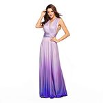 IBTOM CASTLE Women's Party Wedding Evening Dress Sexy V-Neck Convertible Wrap Backless Cocktail Prom Long Maxi Dress Bandage Bridesmaid Elegant Dress Full Length Ball Gown Purple Gradient Large