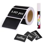 Chalkboard Labels, Joyoldelf 150Pcs Waterproof Reusable Blackboard Stickers Kit for Kitchen Organize with 1 White Chalk Pen, Removable Label Sticker to Decorate Your Pantry Storage Office (Rectangle)