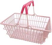 Cyrank Mini Pink Shopping Basket for Kids, Portable Iron Storage Basket with Handles, Good Decoration for Home