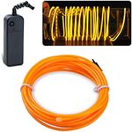 lychee 9ft EL Wire Lights Neon Glowing Strobing Electroluminescent Light El Wire w/Battery Pack for Parties, Halloween Decoration (Yellow)