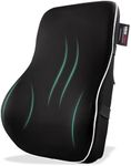 ObusForme Memory-Foam Lumbar Pillow Back Cushion – Dual-Strap Support for Office Chair, Car Seat & Gaming Chair, Breathable Washable Cover, Reversible Upper/Lower-Back Design, Black
