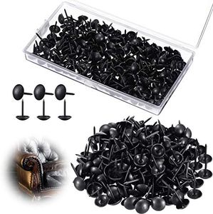 Black Upholstery Tacks, 7/16 Inch Decorative Furniture Tacks Black Thumb Pins Upholstery Nails with Storage Box for Upholstered Furniture Cork Board DIY Project Home Decor 11 x 17 mm(Black,200 Pcs)