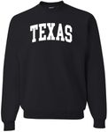 Wild Bobby State of Texas College Style White Fashion Unisex Crewneck Sweatshirt, Black, 3X-Large