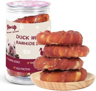 PAWUP Duck Dog Chews, Donut Rawhide Treat, Long Lasting Rawhide Ring, Natural w/Taurine, 12.5oz