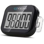 Gzvxuny Pedometer for Walking, Pedometer Clip On Step Counter with Large Display and Lanyard, Accurate Track Steps, Simple Pedometers for Steps Clip On for Seniors, Kids, Men and Women - Black