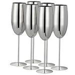 Oak & Steel - 6 Silver Stainless Steel Champagne Glasses, 280 ml - Shatterproof Champagne Glasses/Prosecco Glasses with Gift Box